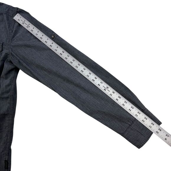 PrAna Slim Fit Shirt Mens Size Large Button Up Gray Roll Tab Long Sleeve - Picture 11 of 11